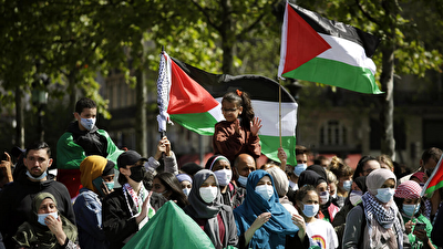 تظاهرات مردم فرانسه در حمایت از فلسطین+فیلم